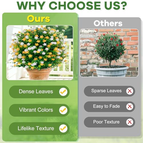 Outdoor Artificial Flowers Topiary Ball Tree with Stake,2Pack Spring Fake Boxwood Topiary Ball Faux Greenery Shrubs,Realistic UV Resistant Fake Plants Bushes for Indoor Front,Diameter15.8 - color: White+yellow