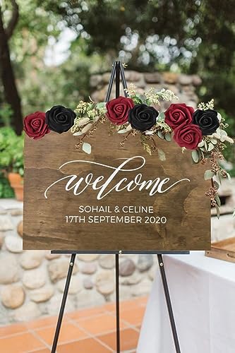 100pcs Burgundy Artificial Rose Flower Heads, 3inch Black Foam Roses Bulk Stemless Fake Flower Heads for DIY Crafts,Cake Decoration Wedding,Baby Shower Flower Centerpieces(Black,Burgundy) - color: Black&burgundy