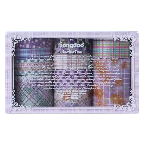 10 Rolls Vintage Floral Washi Tape Set Pastel Plaid Arts Adhesive Tapes Soft Colors Decorative Masking Tape Sets for Craft, Kids, Scrapbook, DIY, Gift Wrapping (Lavender Lace) - color: Lavender Lace