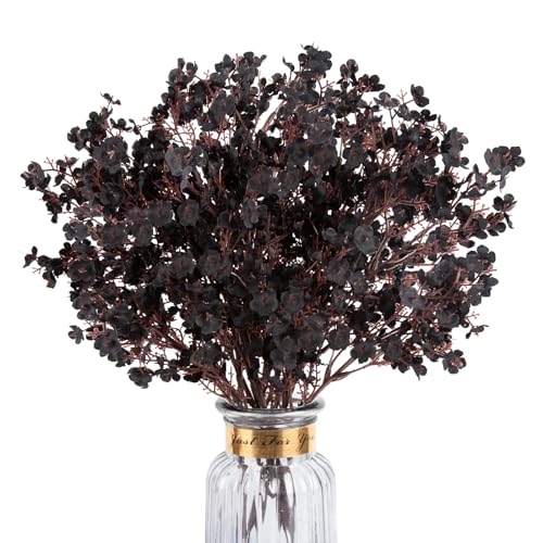 Babys Breath Artificial Flowers Halloween Flowers, 8 Bundles Real Touch Black Fake Flowers Silk Flowers Bulk for Vase Home Office Wedding Indoor Outdoor Centerpiece Table Party Decorations - color: Black, size: 8 Bundles