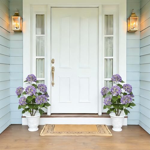 Nafresh 3FT Real Touch Faux Hydrangea Tree Outdoor, 2 Pack Purple Hydrangea Tree Artificial with Vibrant Blooms, Faux Hydrangea Potted Plant for Indoor Outdoor Home Front Porch Pation Decor - color: Purple, size: 3ft