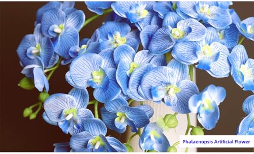 XZJMY Artificial Phalaenopsis Flowers,27.5" Fake Orchid Stems,Real Touch Orchid Flower Silk Phalaenopsis for Home Decor Wedding Centerpieces (4, Blue) - color: Blue
