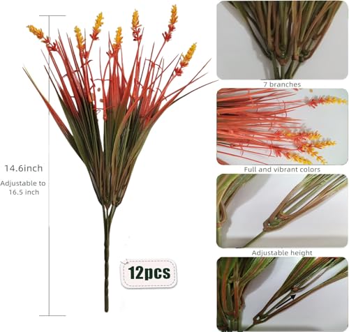 Artificial Fall Flowers Faux Mums Burnt Orange Flowers for Outdoor Planters, Marigold for Vase Table Floral Arrangement for Wedding Home Porch Thanksgiving Outdoor Autumn Decorations (Brown, 12 PCS) - color: Brown