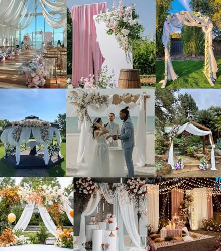 DeZerlor Wedding Arch Draping Fabric 29" x 20 FT Drapes for Backdrop Sheer Curtains for Romantic Bridal Baby Shower Decorations Ceremony Birthday Party Outdoor Events, Blush - color: Blushing Pink