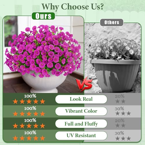 Yastouay Artificial Flowers for Outdoors, 26 Bundles Fake Outdoor Flowers, UV Resistant Artificial Plants & Flowers for Decoration, Fuchsia Realistic Morning Glory for Outdoor Porch Garden Decoration - color: Fuchsia, size: 26 Bundles