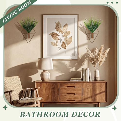 Canlierr 4 Pieces Bronze Wall Decor Hanging Planters with Artificial Aquatic Plants Metal Hanging Vase Indoor Plants Holder Modern Boho Wall Art for Bathroom Bedroom Living Room Decor - color: Antique Bronze, size: Aquatic Plant