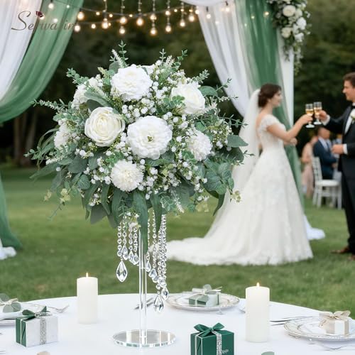Serwalin 180 Pcs 7 Kinds Mixed Artificial Eucalyptus Greenery Stems Bulk, Baby Breath Flowers Artificial with Faux Leaves Picks for DIY Bouquets Wedding Floral Centerpieces Vase Table Home Decor