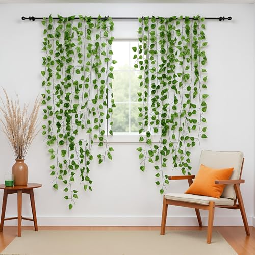 48 Pcs 336 Feet Fake Climbing Vines Ivy for Bedroom, Artificial Greenery Foliage Leaves Garland Wall Plants Decor