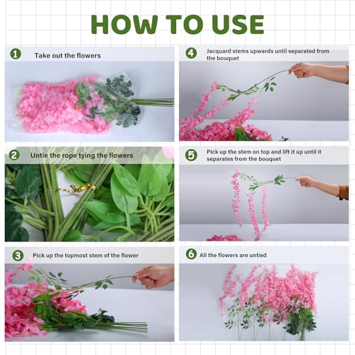Alotiki 150 Pack Wisteria Hanging Flowers,Fake Hanging Flowers,Wisteria Artificiales Garland for Home Wedding Arch Floral Party Garden Ceremony Outdoor Decor,3.6 Feet Long(150,Pink) - color: Pink, size: 150