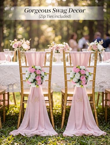 BLOSMON Flower Balls Wedding Centerpieces: 10 Pcs Pink White Fake Roses | 9.5 Inch Artificial Kissing Floral Balls Arrangements - Faux Flower Bouquet with Base for Home Party DIY Decorations - color: Pink & White
