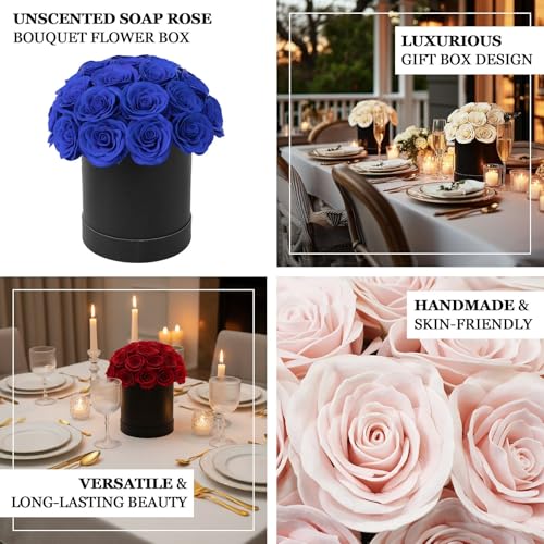 Efavormart 27pcs Ivory Artificial Rose Centerpiece in Luxury Black Gift Box, Prearranged Premium Silk Roses for Sophisticated Gifting and Classic Event Decor - color: Ivory Rose01