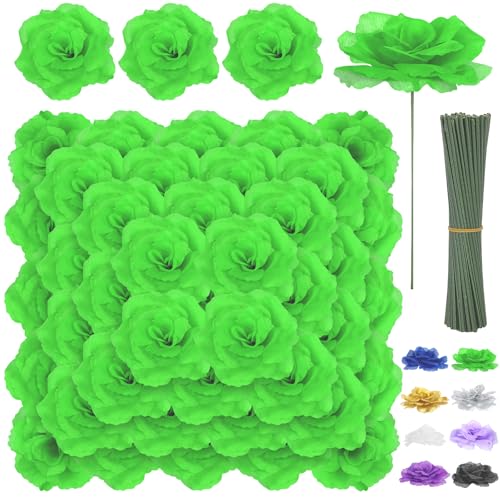 LELEE 108 Pcs Artificial Flowers Fake Silk Roses Long Stem Rose Bouquet Wedding Party Home Decor for DIY Baby Shower Centerpieces Tables Home Decorations(Light Green) - color: Light Green