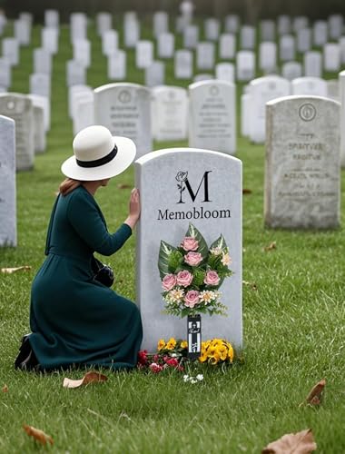 Cemetery Flowers for Grave Vase: 2 Pcs Pink Roses Realistic Memorial Day Flowers Bouquets - Spring Outdoor Grave Decorations - color: Dusty Pink
