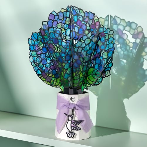 Lovepop Sunlit Hydrangeas Suncatcher Bouquet - 3D Pop Up Paper Flower Centerpiece for Mom, Her, Him, Women (Mother's Day, Birthday, Thank You, Get Well) 12 Inch - color: Sunlit Hydrangeas Suncatcher Bouquet
