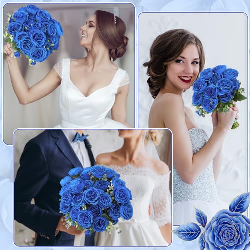 8 Pack Royal Blue Peonies Artificial Flowers,Fake Silk Hydrangea Bouquet for Bridal Wedding Home Table Decor Reusable Dining Opening Ceremony Birthday Arrangement Faux Floral