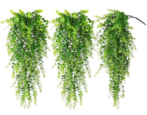 RECUTMS Hanging Money Plants Fake Outdoor Hanging Artificial Flower for Outdoors Hanging Basket Hanging Artificial Plants Plastic Plants Home Garden Wedding Party Decorations - color: Green, size: Hanging Plants