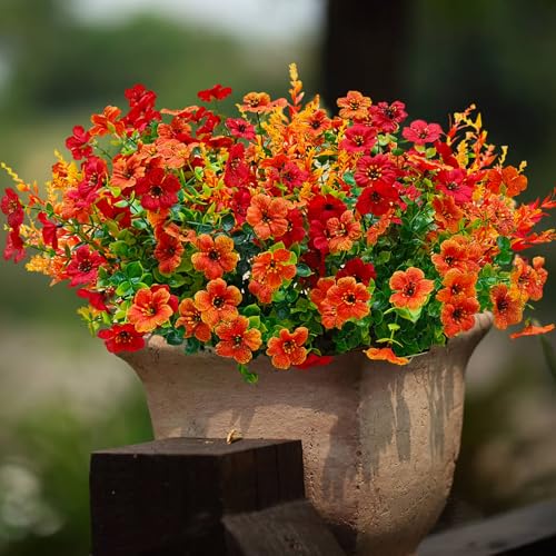 12 Pcs Outdoor Fall Decor, Fall Flowers Artificial for Decoration, Artificial Mums for Outdoors, Fake Mums Faux Mums for Outside Half Sphere, Plastic Flowers for Outdoors Home Porch - color: Yellow, size: 12Pcs