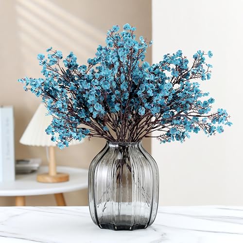 JAKY-Global Babys Breath Fabric Cloth Artificial Flowers 6 Bundle European Fake Silk Plants Decor Wedding Party Decoration Bouquets Real Touch DIY Home Garden (Autumn Blue-6pcs) - color: Autumn Blue, size: 6 Bundles
