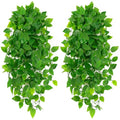 Artificial Hanging Plants, 2pcs Fake Pothos Vine Greenery for Wall Decor - Indoor Outdoor Home Living Room Hanging Decor, No Basket Included