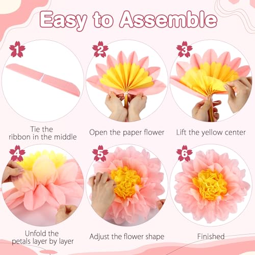 BestoFun 14 PCS Wine Red, Sage Green & Pink Tissue Paper Flowers – Elegant Party Decorations for Wedding, Birthday, Baby Shower, Bridal Shower, and Holiday Events - color: Red Green Pink