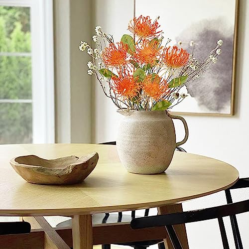 Hollyone 33" Orange Artificial Mums for Outdoors Fall Flowers Fake Fall Mums Faux Chrysanthemum 2Pcs Faux Spider Mum Flower Arrangement with 3 Heads Long Stem Centerpiece Bouquet Decorations for Home - color: Orange