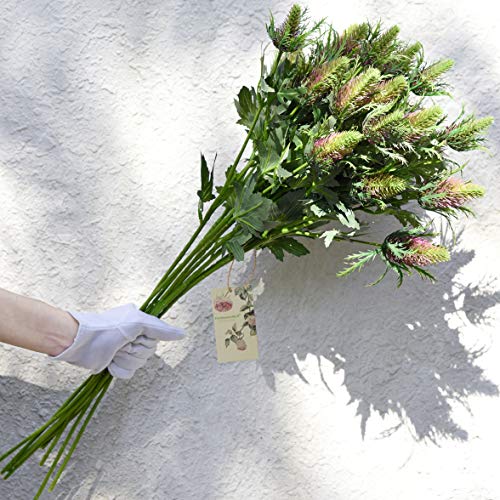 FiveSeasonStuff Real Size Artificial Thistle Flowers Real Touch 8 Stems Rustic Purple Thistle Decor Spray Eryngium | Sea Holly for Wedding Bouquet Centerpiece 26 inches - color: Purple
