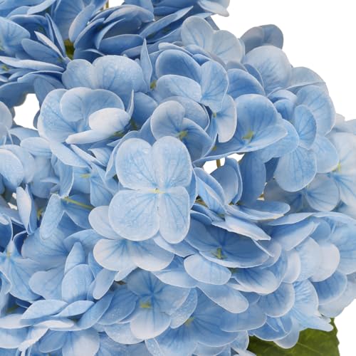 IPOPU 6PCS Real Touch Fake Hydrangea Artificial Flowers Blue Hydrangeas with Stems Latex Lifelike Faux Hydrangeas for Home Table Centerpieces Wedding Baby Shower Party Floral Arrangements (Blue) - color: Light Blue