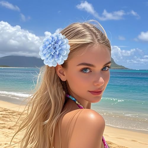 6 PCS Hawaiian Flower Hair Clips for Women Daisy Flower Hibiscus Hair Barrettes Hawaiian Artificial Accessories for Vacation Beach Party Boho Clips for Girls Wedding - color: White/Blue/Purple/Red/Pink/Pink White