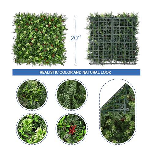 ECOOPTS 20"x20" Faux Ivy Privacy Fence Screen Artificial Boxwood Panels Topiary Hedge Plants for Indoor Outdoor Decoration, #16 Mixed Leaves, 6 Packs - color: #16 Mixed Leaves, size: 20"x20"