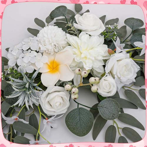 Wedding Arch Decorations 2 Pack - Reusable Artificial Hanging Flowers Floral Swag Greenery Garland for Wedding Welcome Sign Backdrop Bridal Ceremony Reception, Baby Shower - color: Yellow+white