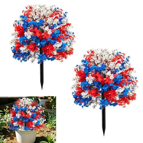 Artificial Petunias with Ground Stake - UV Resistant & Waterproof Faux Flowers for Outdoor Indoor Garden, Yard, Planter, Porch & Home Decor (Style F, 2 Pcs) - color: Style F , 2 Pcs