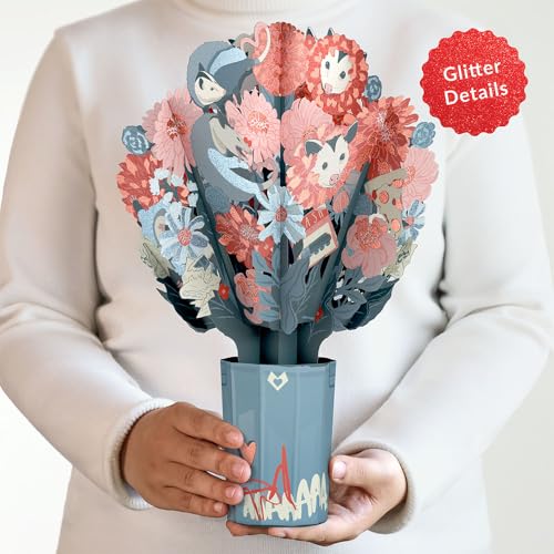 Lovepop Everyday Pop-Up Bouquet with Glitter Details - 3D Greeting Cards for Boys, Girls, Men, Women - Party Possums - 12" Glitter Bouquet - Blank Notecard & Envelope Included - color: Party Possums Glitter Bouquet