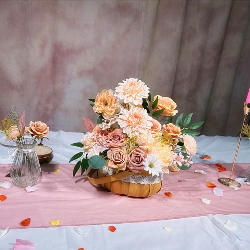 Artificial Flowers Combo Box Set 35pcs Silk Champagne Fake Rose, Peonies with Stem for DIY Wedding Cake Arch Bouquets Baby Bridal Shower Centerpieces Party Wall Home Decorations - color: Yellow, Pink, Champagne,white