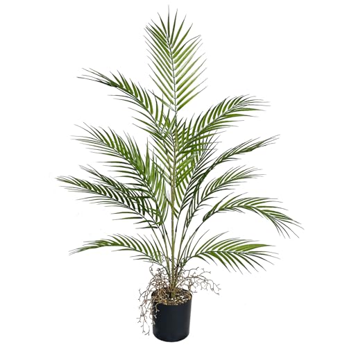 3FT Large Artificial Plants in Pot Fake Palm Tree with Black Tall Planter, Faux Tropical Areca Floor Plant, Silk Plant for Home Office Green Porch Garden Outdoor Living Room Decor Indoor