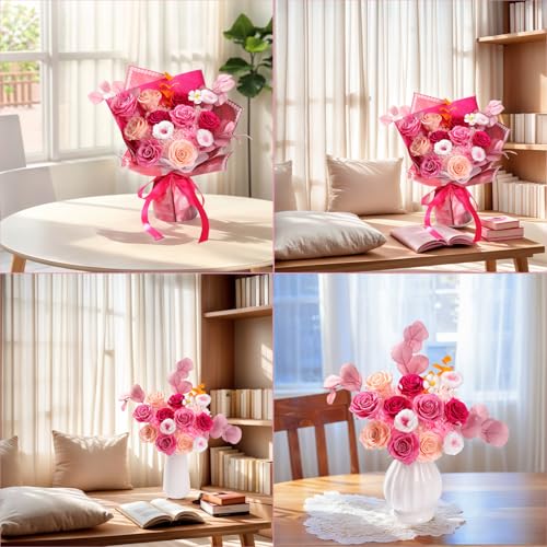 Lovenfold Flowers for Delivery Birthday Flowers Gift for Her,Preserved Flowers Bouquet 12 Roses Mixed Bouquet,Rose Gifts for Women Mom Grandma(Mixed 12 Pink-A Roses) - color: Mixed Pink