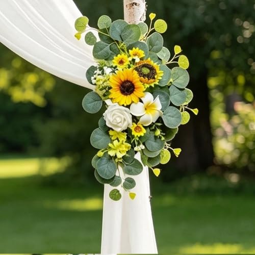 Odouzy Wedding Arch Flowers Kit,Artificial Flower Arch Decor,2pcs Artificial Flower Arrangement for Wedding Decor Reception Backdrop Floral Decorations (Yellow&Sunflower) - color: Yellow&sunflower