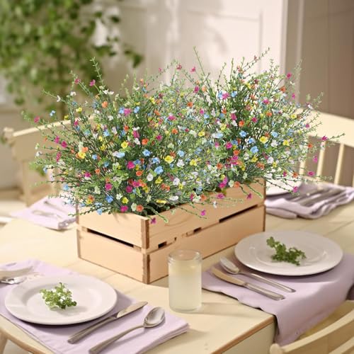 Artificial Flower Silk Fake Wildflowers Bouquet for Bedroom Kitchen Bathroom Home Garden Patio Hanging Planters and Other Interior Decorations (Mixed Colors) - color: 2pcs
