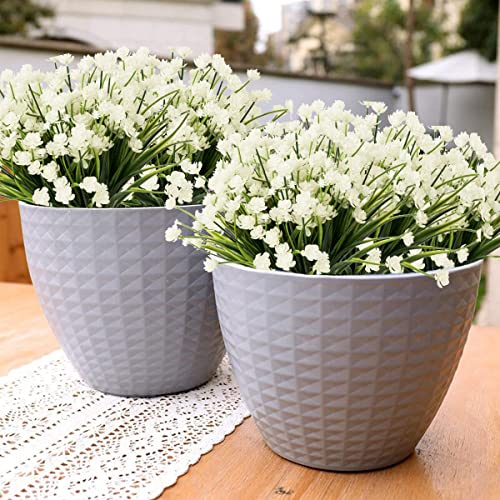 Outdoor Artificial Fake Flowers - 8 Bundles Plastic Flowers Outdoors Plants UV Resistant Faux Flowers for Indoor Outdoor Garden Hanging Porch Window Box Wedding Decor(White) - color: White, size: 8 Bundles