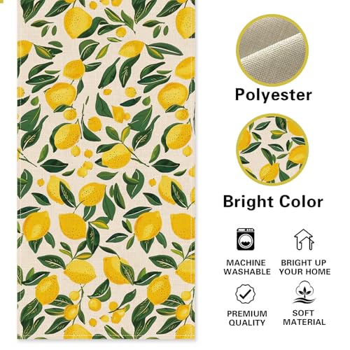 Lemon Dining Table Runner, Spring Summer Citrus Fruit Burlap Kitchen Decoration, Seasonal Indoor Outdoor Home Decor Party Supply 13 x 72 Inches - color: Lemon, size: Table Runner 13''X72''