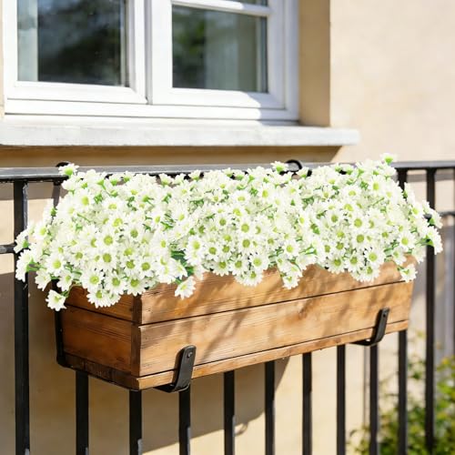 12 Bundles Daisy Artificial Flowers for Outdoors Decoration, Fake Plants Flowers Mums Realistic Daisy Flowers Artificial, UV Resistant Silk Flowers for Front Door Porch Patio,13in (White) - color: Daisy-white