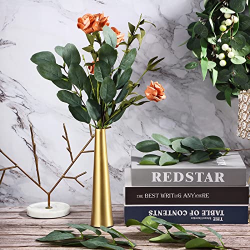 WILLBOND 50 Pcs Artificial Eucalyptus Stems, 3.8 Inch Faux Eucalyptus Leaves Mini Greenery Stems, Long Oval Plastic Greenery Picks for Wedding Bouquet, Vase Filler, Home Office Garden DIY Decor
