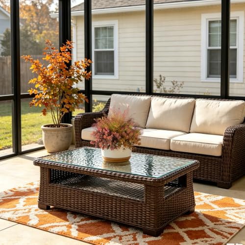 Hrobek 8 Bundles Fall Outdoor Faux Fake Plants UV Resistant | Realistic Artificial Boxwood Foliage Misty Fern Eucalyptus for Patio Garden Front Porch Decor Weatherproof for Outside - color: Fall Mix Greenery