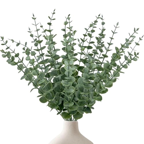 25Pcs Artificial Eucalyptus Stems, Realistic Fake Eucalyptus Branches for Home Decor, Wedding Centerpiece, Christmas Table Decoration, Centerpiece Greenery Arrangement