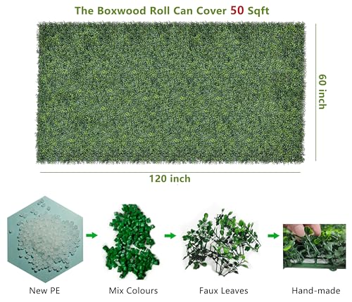 Grass Wall Decor,Paistao Privacy Fence Screen,Greenery Backdrop Panels,60"x 120"(50 Sqft) Artificial Boxwood Fake Grass Wall for Indoor,Outdoor,Patio,Garden,Backyard - size: 2 Boxwood-60"x 120"
