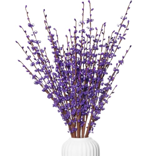 5Pcs Long Stem Jasmine Purple Flowers Artificial, 29.5"/75cm Table Flower Decor Faux Jasmine Bouquet for Wedding Bride Shower Party DIY Floral Art Arrangements Decoration - color: Purple, size: 5 PCS