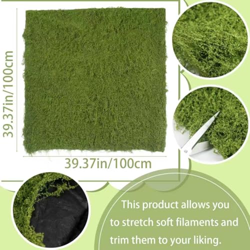 Fake Moss Dark Green 39" x 39" Faux Moss for Decorating Artificial Grass for Indoor Plants Wall Crafts DIY Table Centerpieces Table Runner Fairy Woodland Garden Floral Wedding 100x100cm - size: Green-39" x 39"/100x100 cm