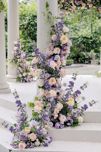 IPOPU Purple Delphinium Artificial Flowers 5PCS Silk Flowers with Stems 28.3" Realistic Larkspur Faux Delphinium for Wedding Centerpieces Home Tables Party Decor (Purple) - color: 5pcs-purple