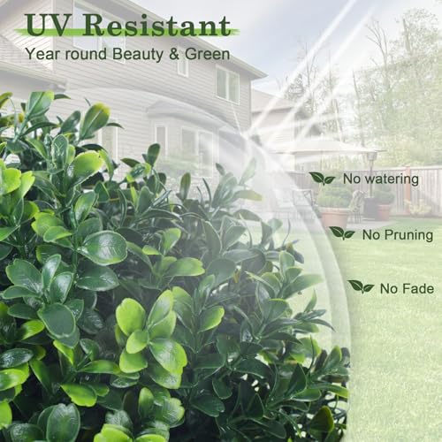 16" Artificial Boxwood Topiary Trees, UV Resistant Outdoor/Indoor Faux Plants Realistic Landscaping Decor for Porch Garden Entryway-2 Pack - color: Boxwood Tree