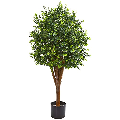 Nearly Natural 4’ Eucalyptus Artificial UV Resistant Indoor/Outdoor Silk Trees, Green, 18x20x4 Ft