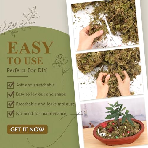 MAPVOLUT Artificial Moss - 45.86 OZ (2.89LB) - Premium Fake Moss Versatile for Crafts & Décor - Natural Look, Low Maintenance, Perfect for Fairy Gardens, Terrariums, Wedding Decor & Faux Potted Plants - color: Fresh Green & Brownish Green